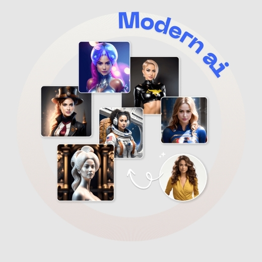 Multiple AI avatar variations created from a single portrait